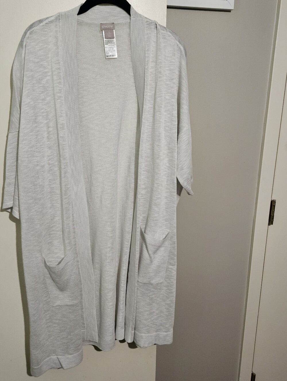 Chico's Light Gray Open Front Draped Cardigan